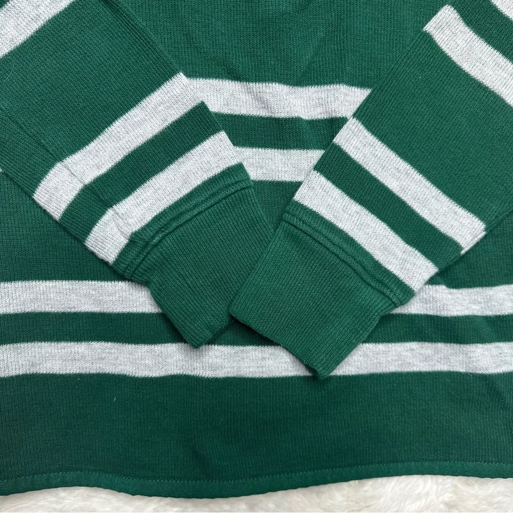 GAP Sweater Half-Zip Green & Grey Striped Size 7 - Picture 2 of 16